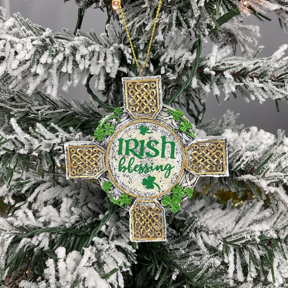 Christmas Tree Ornament-Irish Blessing With 4 leaf Clovers-The Bridge Collection